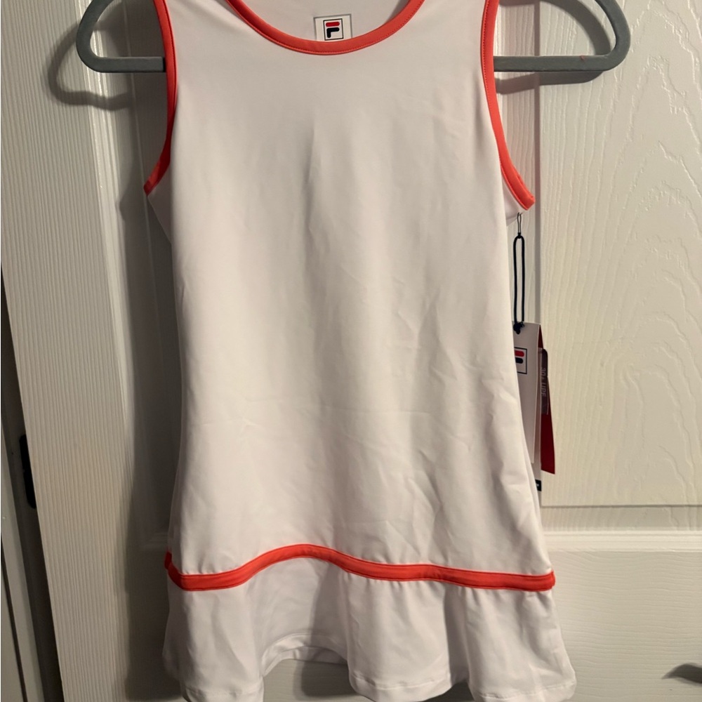 Fila White and Red Athletic tennis Dress SPF 30 girls 8-10 NWT